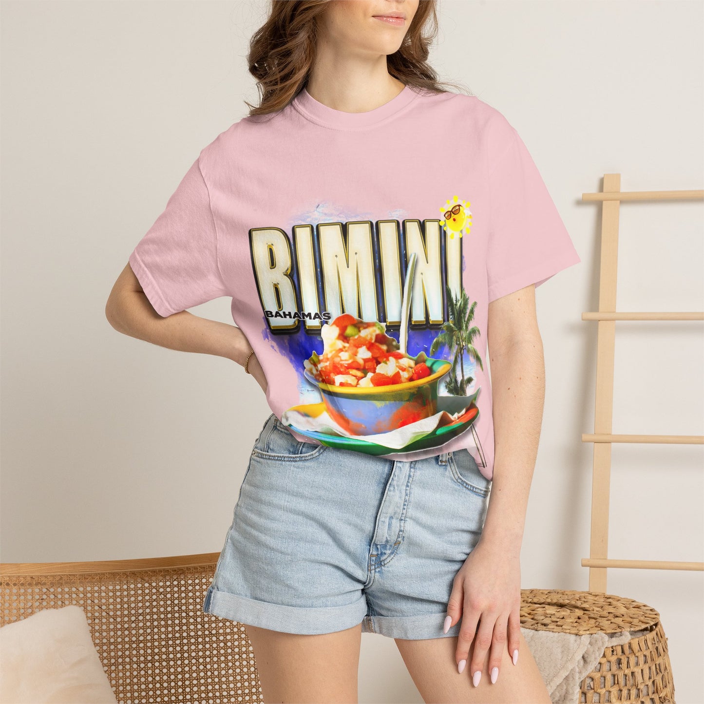 Rimini Beach Bowl T-Shirt | Italian Seaside, Palm Tree, Retro Postcard