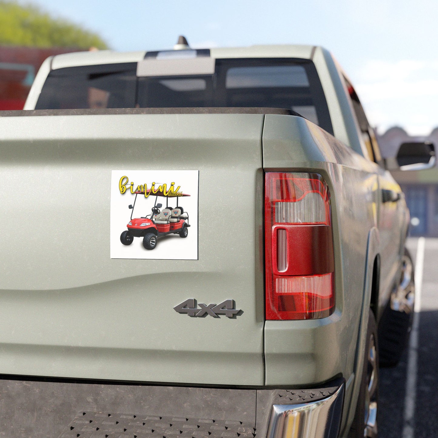 Bimini Bahamas Golf Cart Magnet — Red Golf Buggy Scenic Travel Sticker
