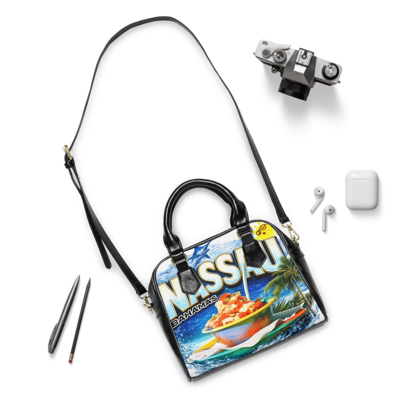 Nassau Bahamas Shoulder Handbag – Tropical Conch Salad Beach Tote