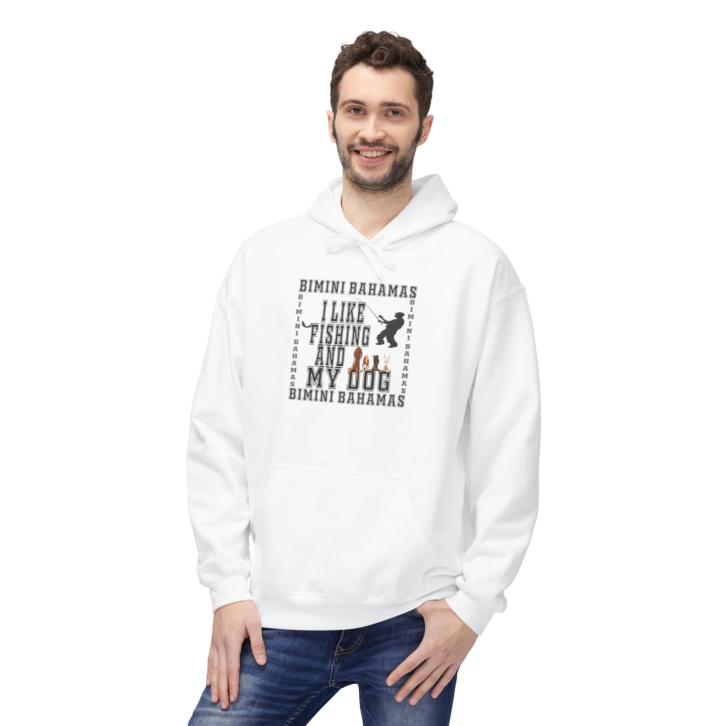 Bimini Bahamas Fishing Hoodie – “I Like Fish And My Dog” Graphic