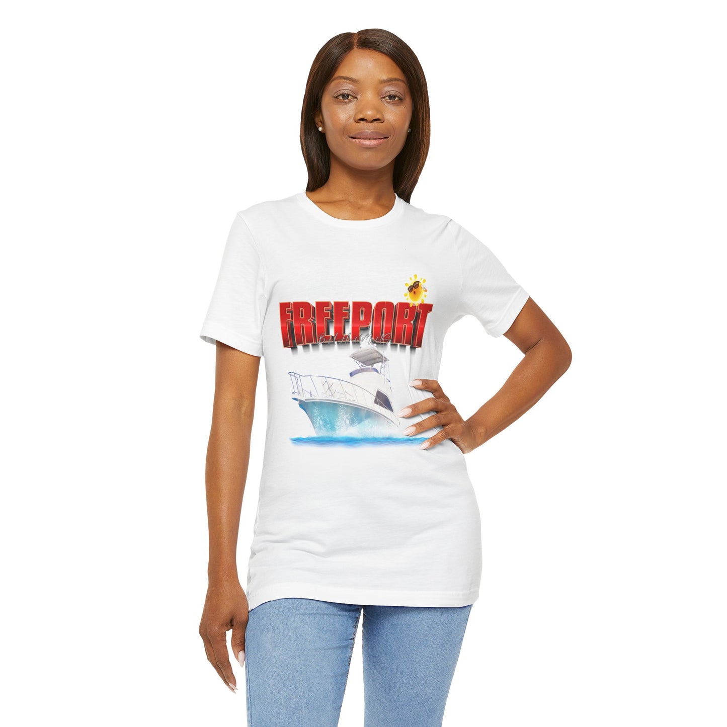 Freeport Yacht Tee | Boat Graphic, Tropical Sun, Nautical Vacation Shirt