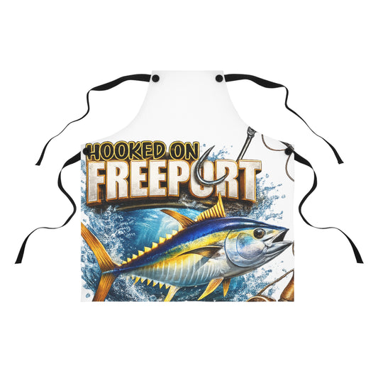 Apron — "Hooked on Freeport" Fishing Graphic Kitchen Apron