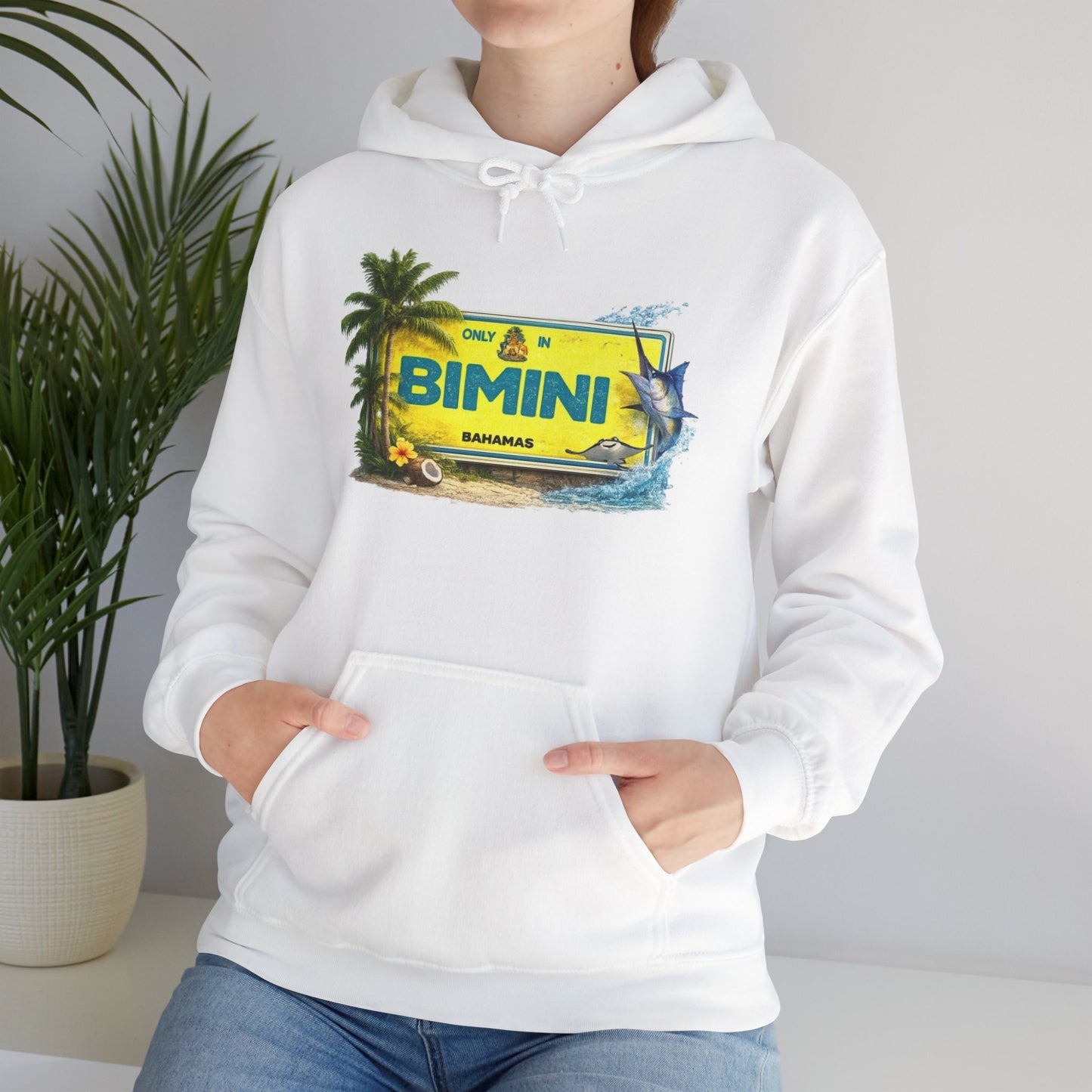 Bimini Bahamas Vintage Travel Hoodie — Tropical Palm Island Souvenir Sweatshirt