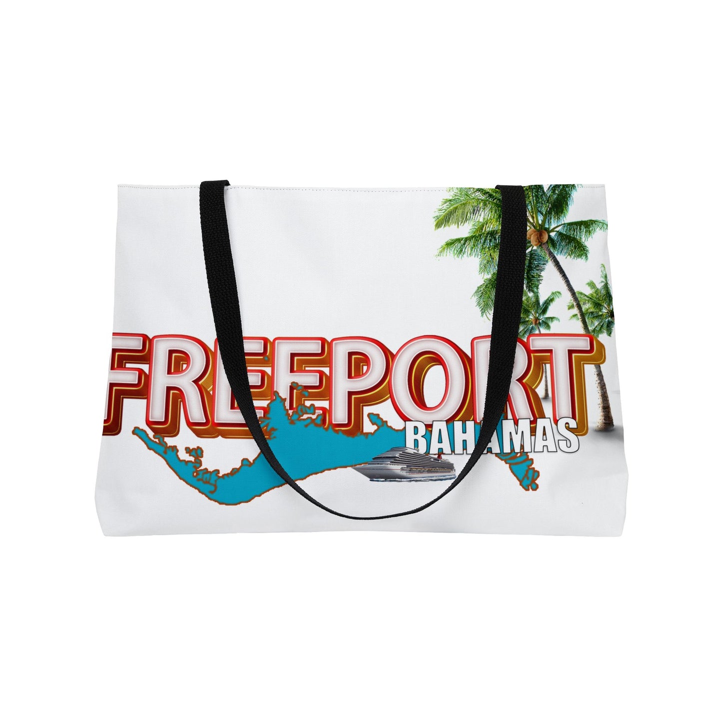 Freeport Bahamas map Weekender Tote Bag | Palm Tree Beach Vacation