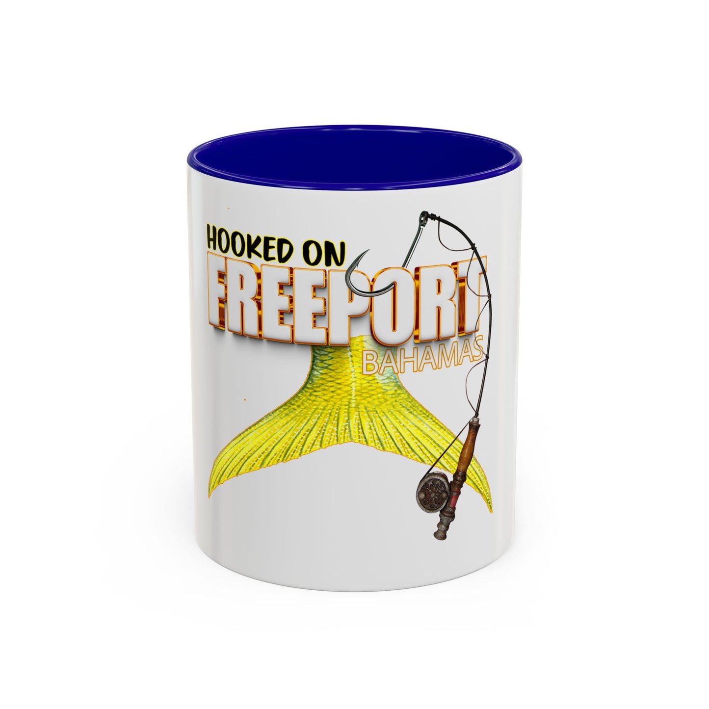 Hooked on Freeport Bahamas Mermaid Tail Fishing Mug | Two-Tone Accent