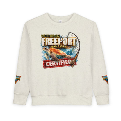 Toddler Sweatshirt - "Hooked on Freeport Bahamas Certified" Fishing Graphic