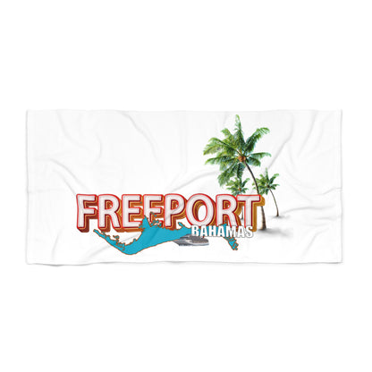 Freeport Bahamas Palm Graphic Beach Towel | Tropical Island Map