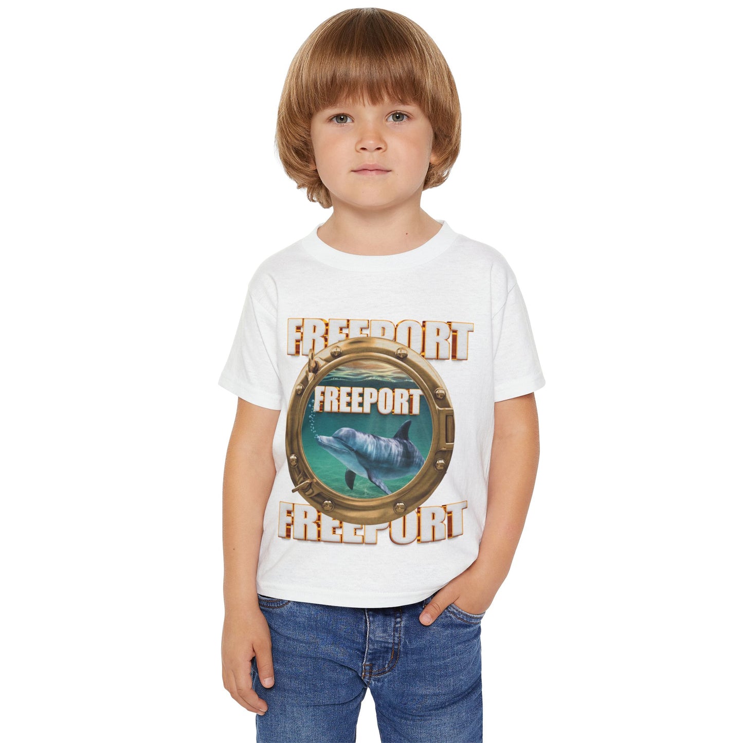 Freeport Dolphin Porthole Toddler T-shirt | Nautical Ocean Sea Life