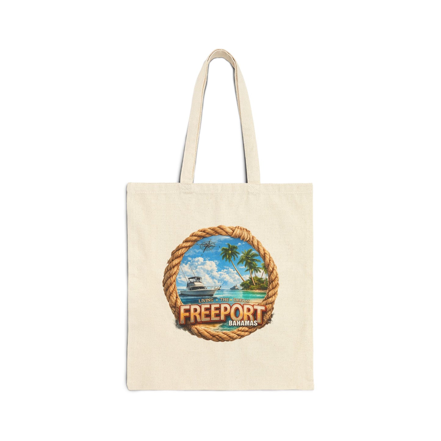 Freeport Bahamas Canvas Tote — Coastal Rope Beach Bag