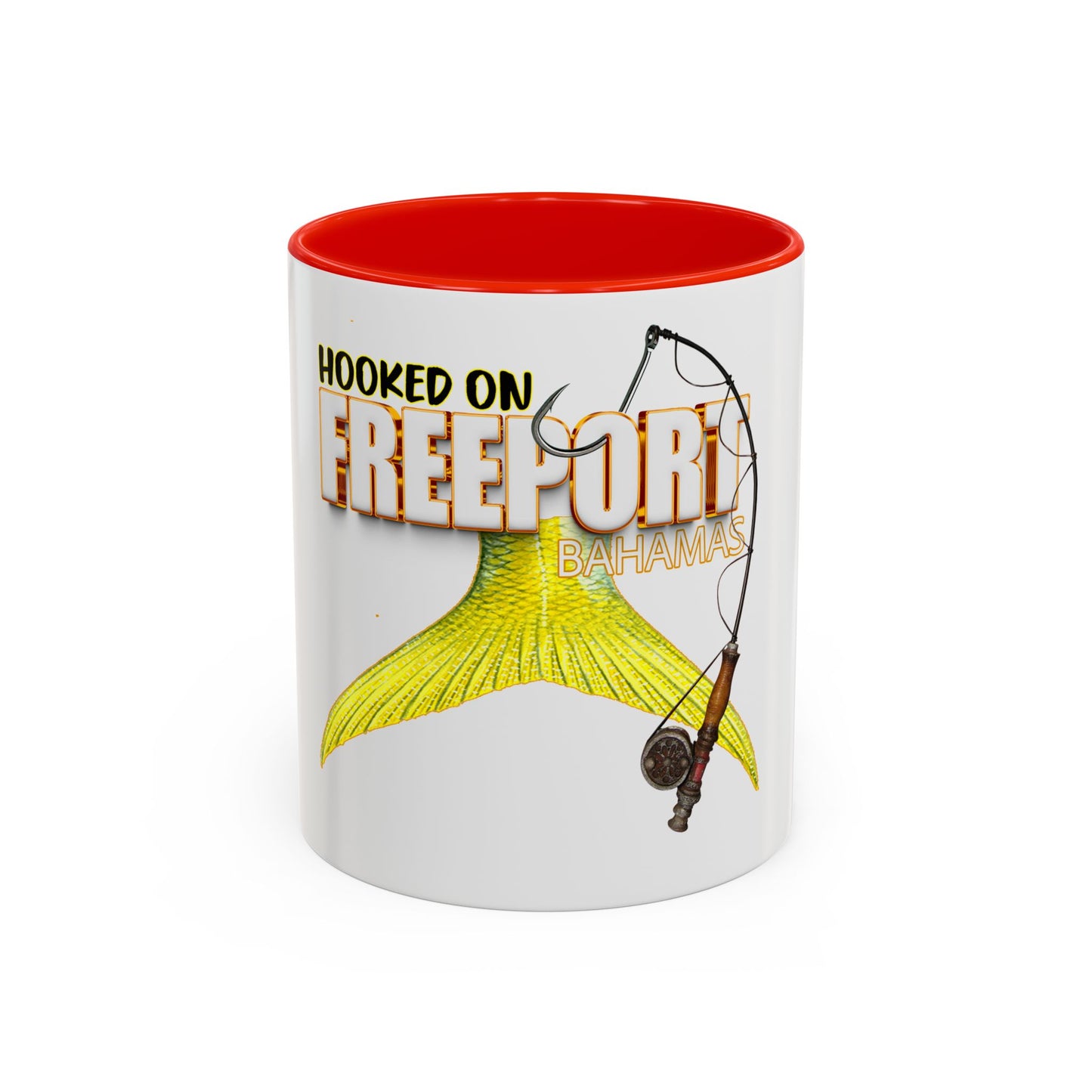 Hooked on Freeport Bahamas Mermaid Tail Fishing Mug | Two-Tone Accent