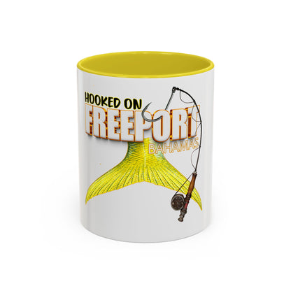 Hooked on Freeport Bahamas Mermaid Tail Fishing Mug | Two-Tone Accent