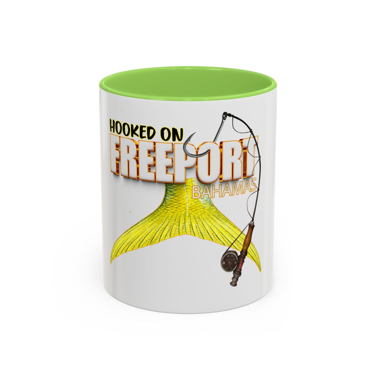 Hooked on Freeport Bahamas Mermaid Tail Fishing Mug | Two-Tone Accent