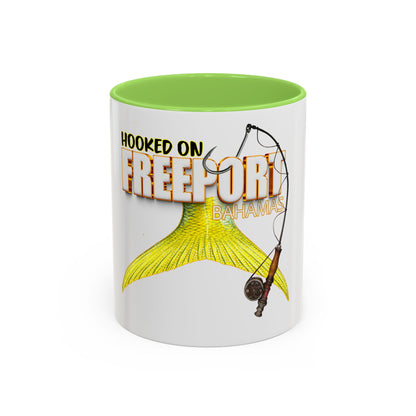 Hooked on Freeport Bahamas Mermaid Tail Fishing Mug | Two-Tone Accent