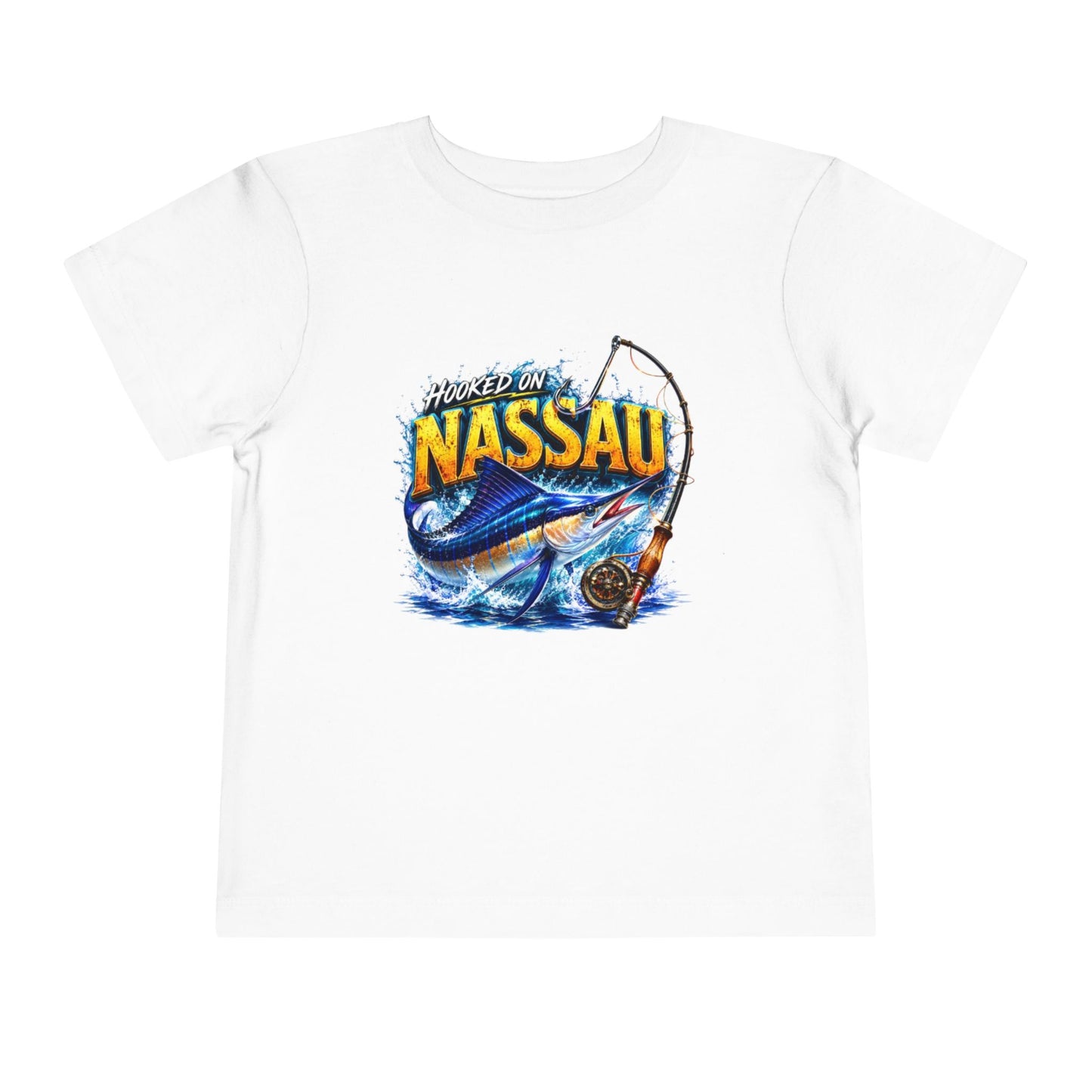 Toddler Fishing Tee — "Hooked on Nassau" Kids Short Sleeve Shirt