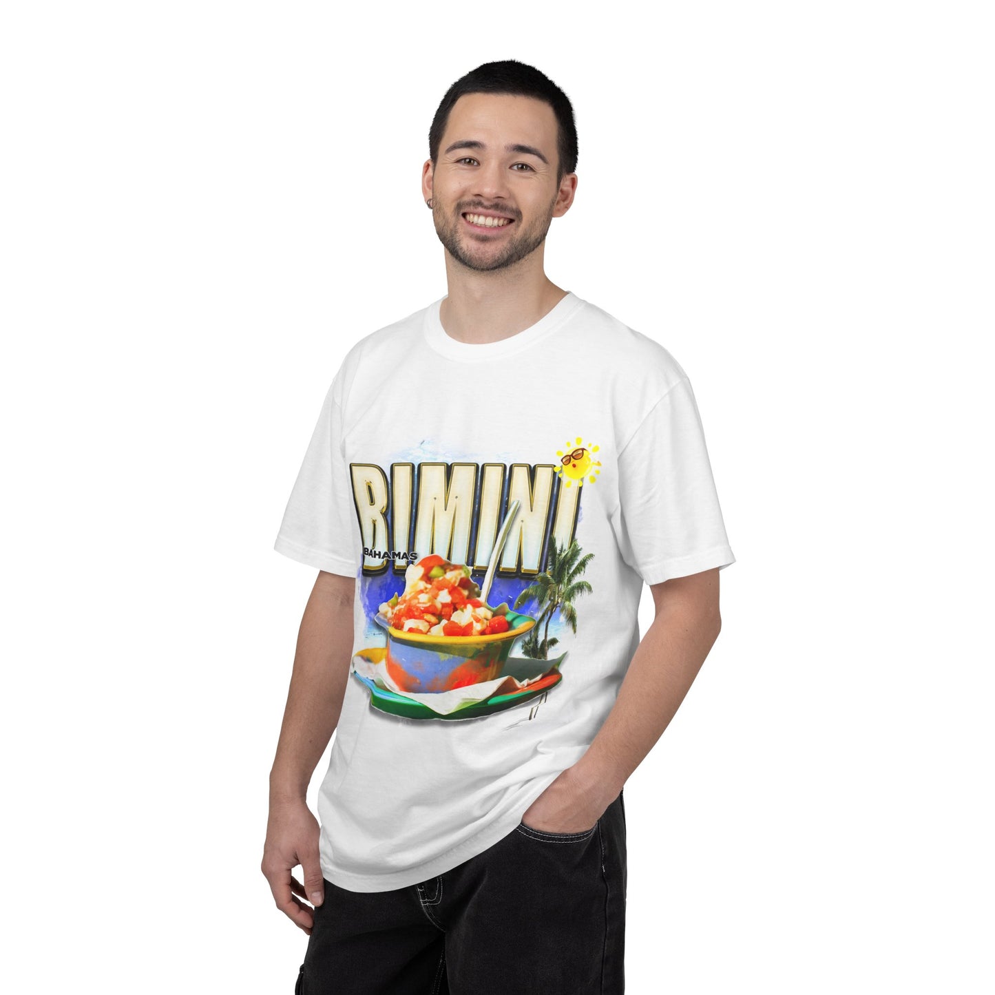 Rimini Beach Bowl T-Shirt | Italian Seaside, Palm Tree, Retro Postcard