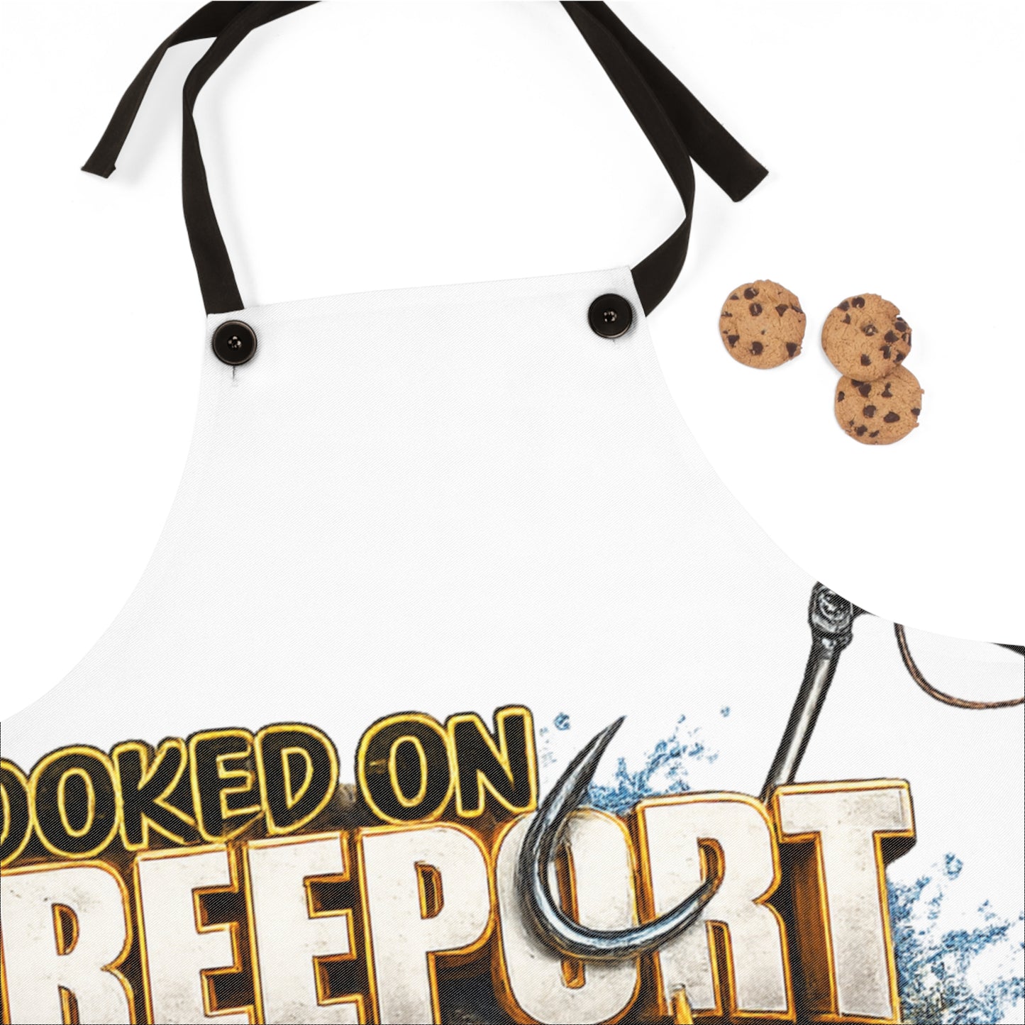 Apron — "Hooked on Freeport" Fishing Graphic Kitchen Apron