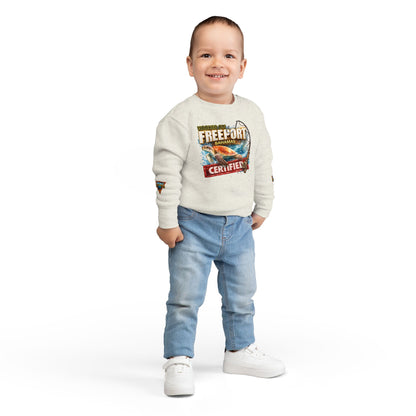 Toddler Sweatshirt - "Hooked on Freeport Bahamas Certified" Fishing Graphic