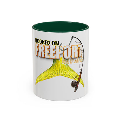 Hooked on Freeport Bahamas Mermaid Tail Fishing Mug | Two-Tone Accent