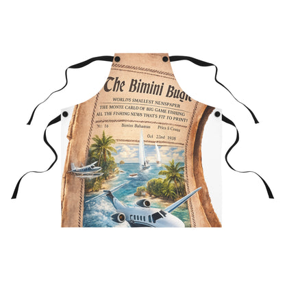 Bimini Bugle Vintage Newspaper Apron — Nautical Bahamas Fishing Print