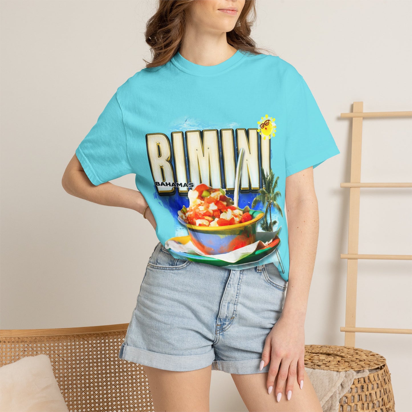 Rimini Beach Bowl T-Shirt | Italian Seaside, Palm Tree, Retro Postcard