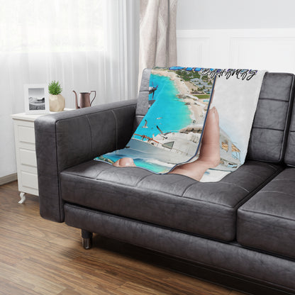 Bimini Bahamas Yacht Beach Minky Blanket | Tropical Ocean Cruise Throw