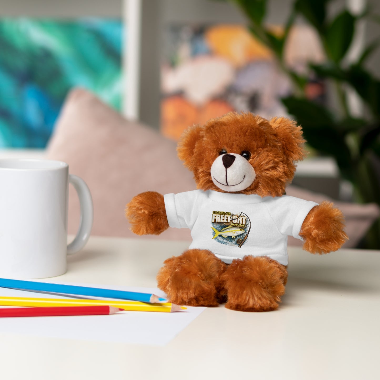 Plush Bear with 'Free Spirit' Tee — Soft Brown Teddy Gift for Kids & Adventurers