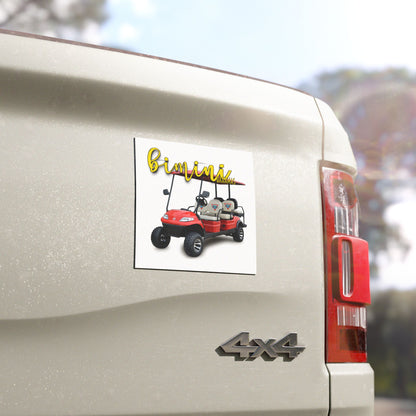 Bimini Bahamas Golf Cart Magnet — Red Golf Buggy Scenic Travel Sticker