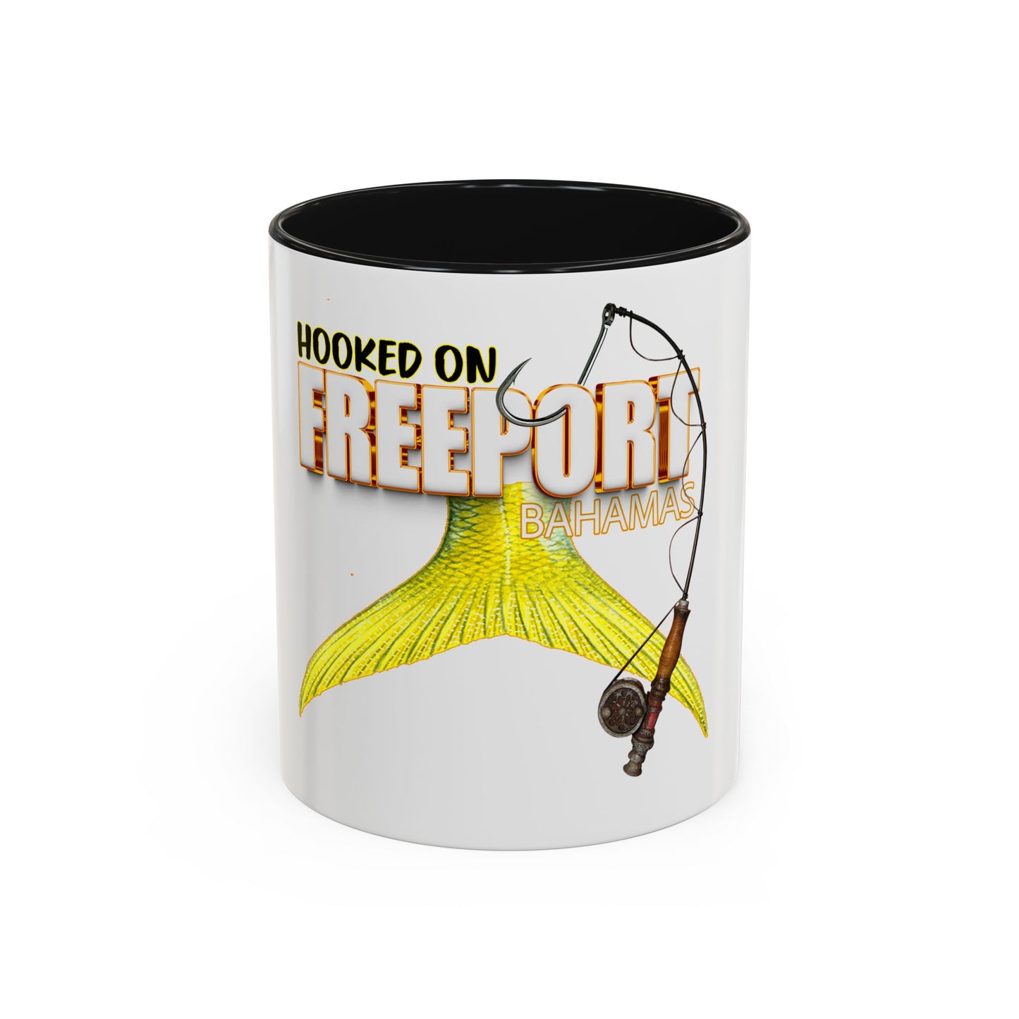 Hooked on Freeport Bahamas Mermaid Tail Fishing Mug | Two-Tone Accent