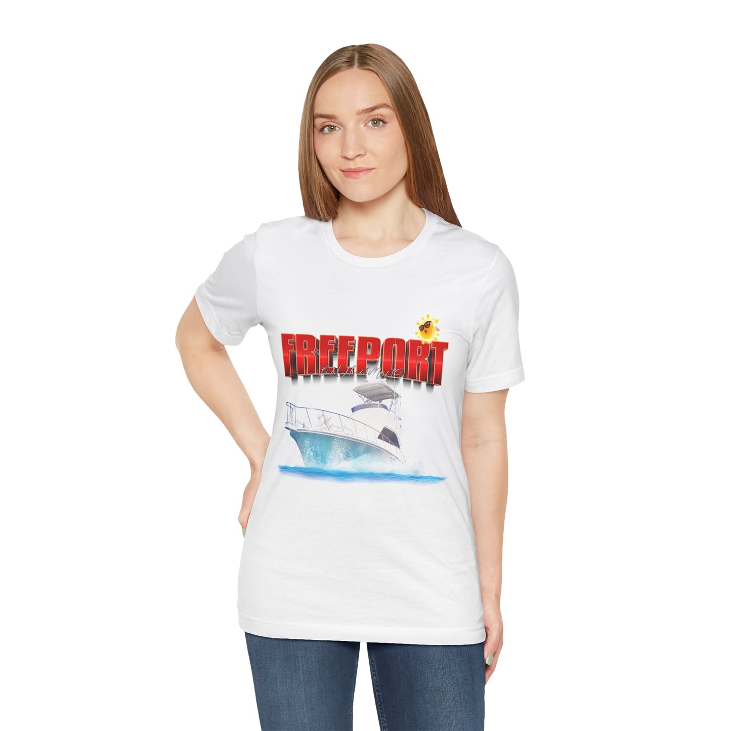 Freeport Yacht Tee | Boat Graphic, Tropical Sun, Nautical Vacation Shirt