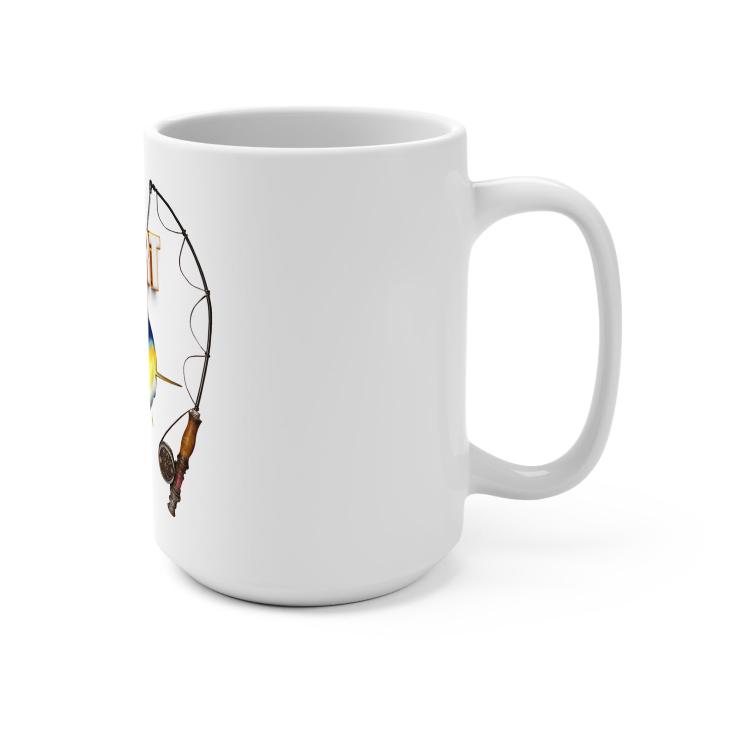 Hooked on Freeport Mahi Mahi Mug | Fishing Rod Graphic 15oz