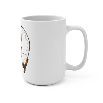 Hooked on Freeport Mahi Mahi Mug | Fishing Rod Graphic 15oz
