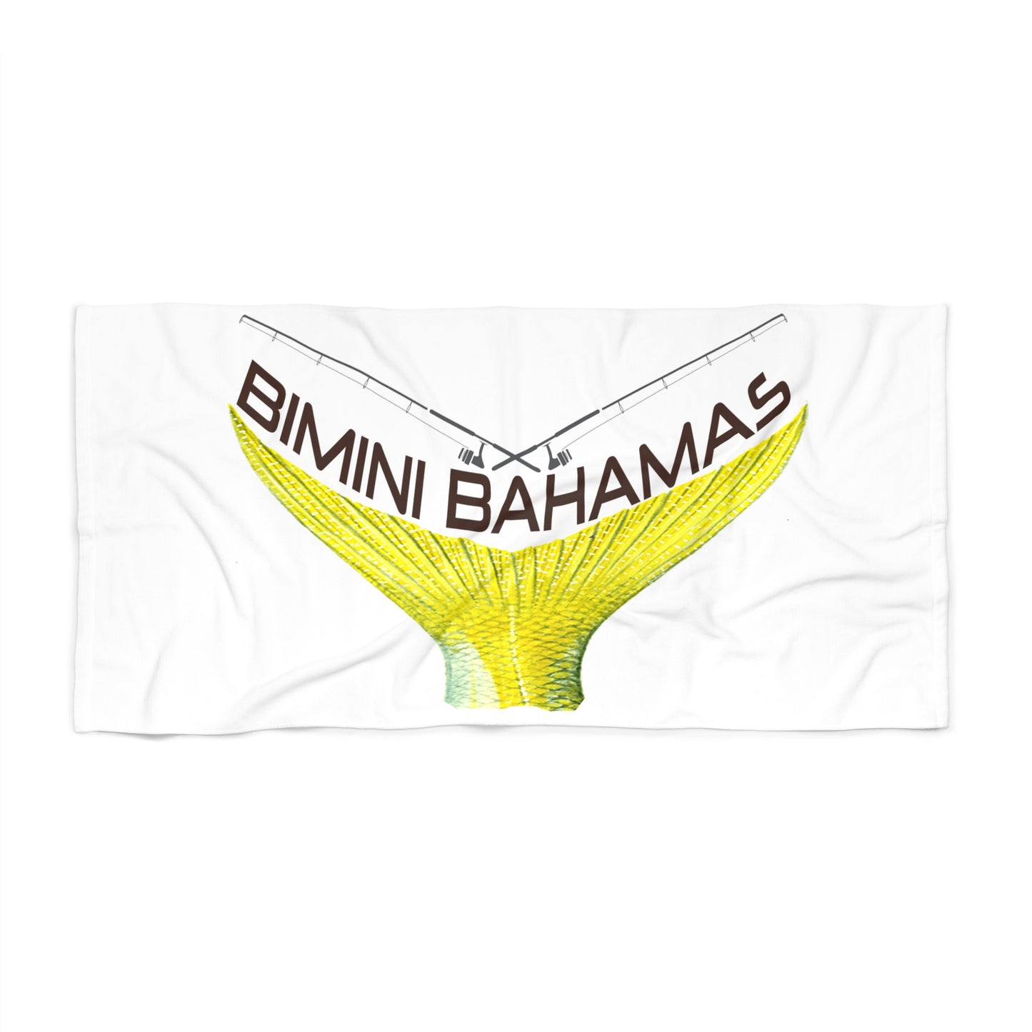 Bimini Bahamas yellow tailfish Beach Towel | fishing graphic, tropical souvenir