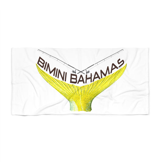 Bimini Bahamas yellow tailfish Beach Towel | fishing graphic, tropical souvenir