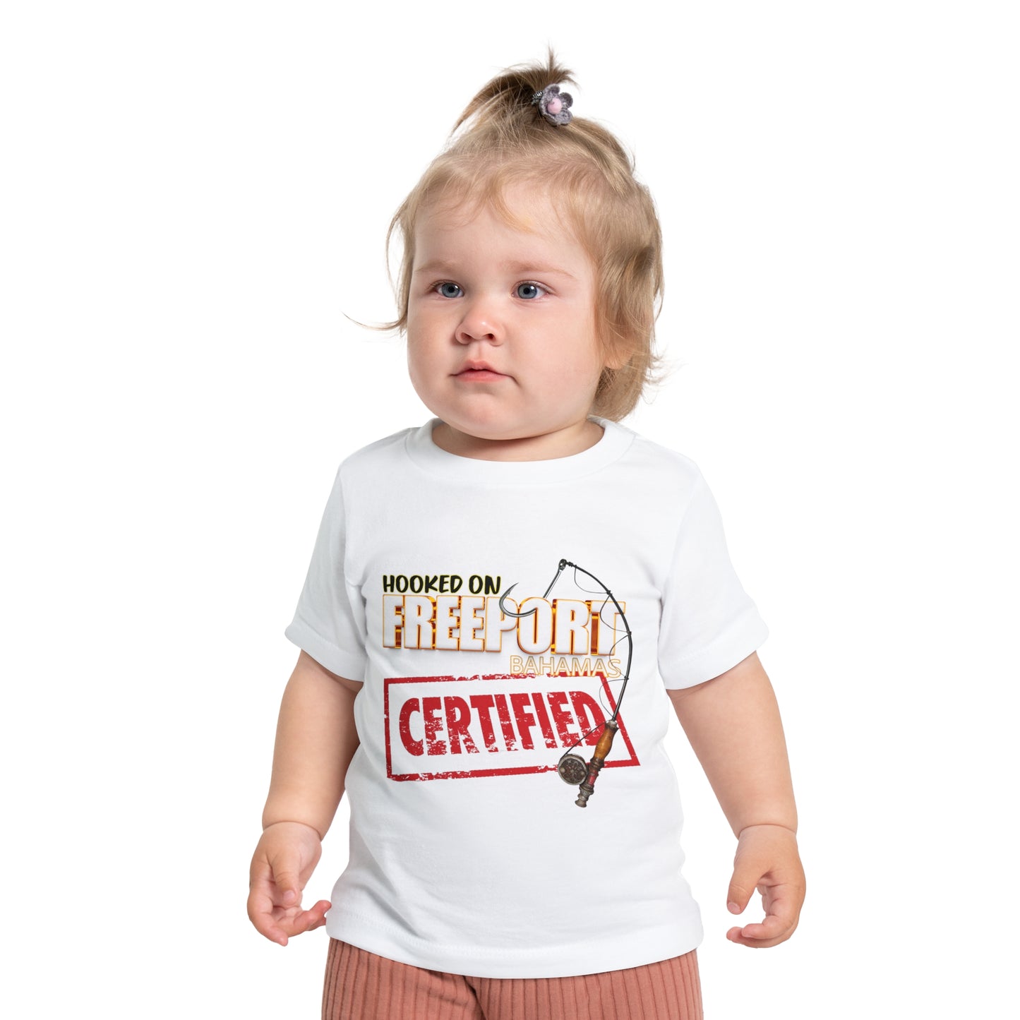 Hooked on Freeport Certified Baby T-Shirt | Fishing Rod Graphic