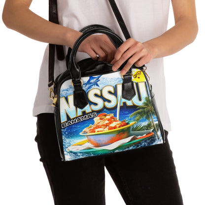 Nassau Bahamas Shoulder Handbag – Tropical Conch Salad Beach Tote