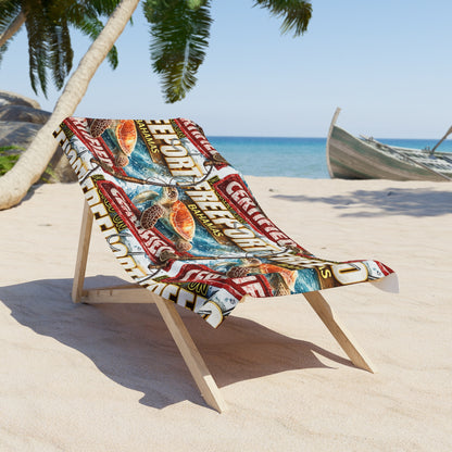 Freeport Bahamas Beach Towel — Certified Sea Turtle Vintage Travel Design