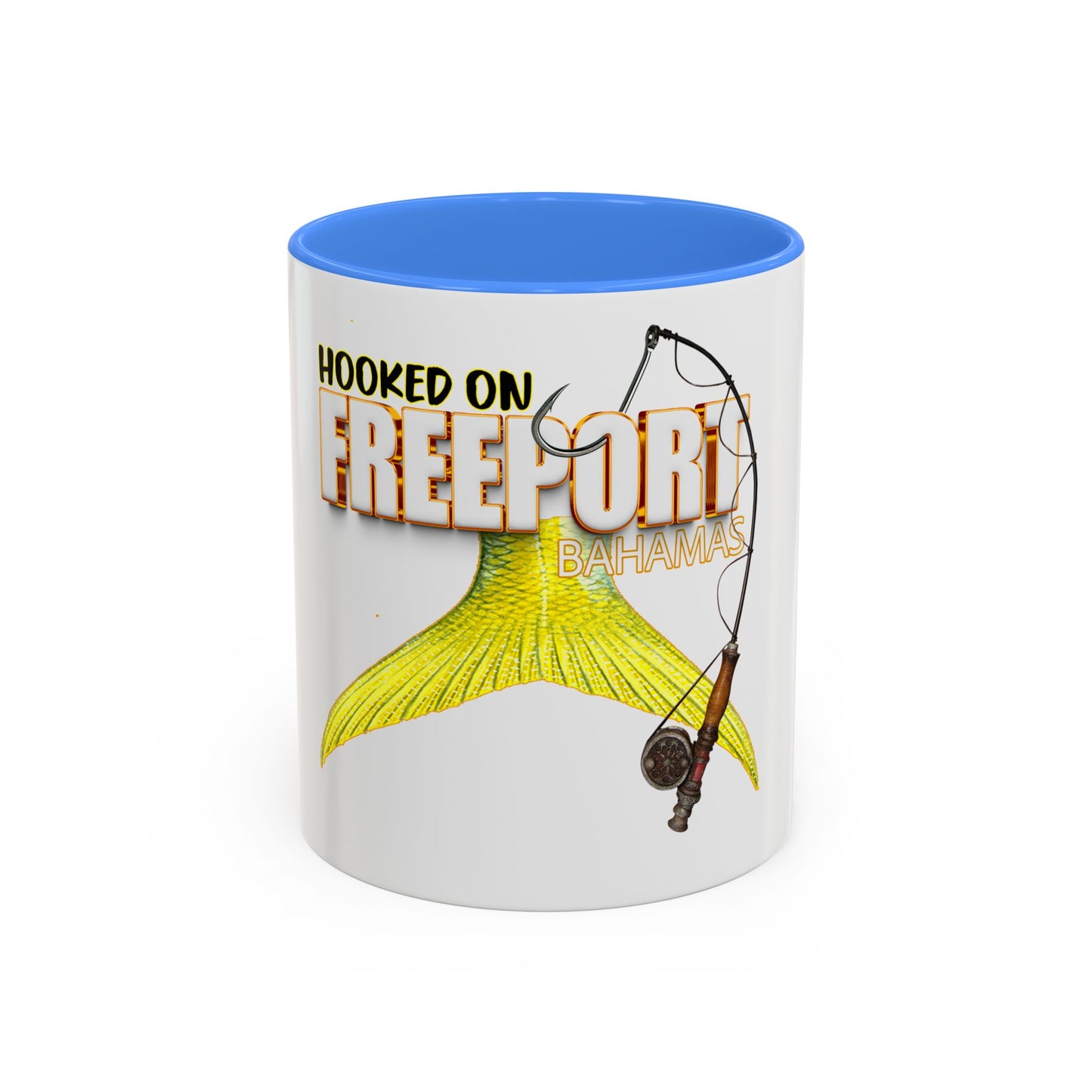 Hooked on Freeport Bahamas Mermaid Tail Fishing Mug | Two-Tone Accent