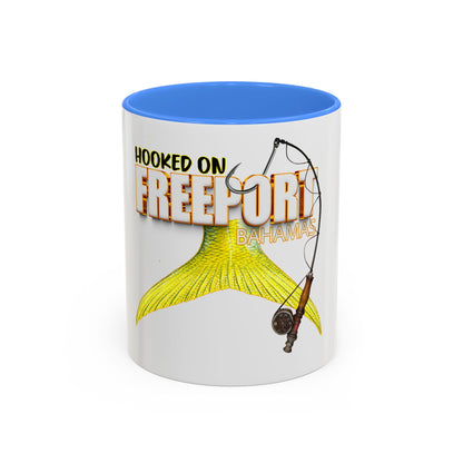 Hooked on Freeport Bahamas Mermaid Tail Fishing Mug | Two-Tone Accent