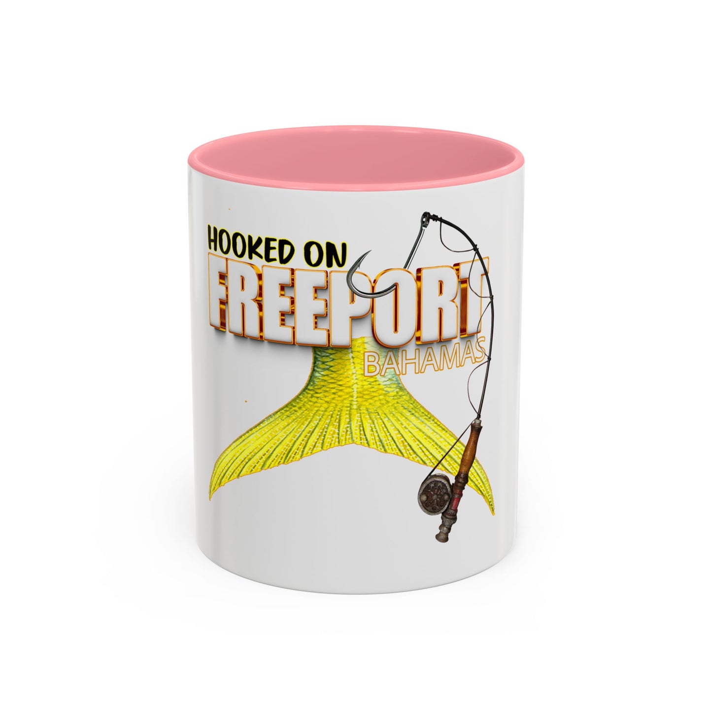 Hooked on Freeport Bahamas Mermaid Tail Fishing Mug | Two-Tone Accent