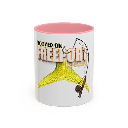 Hooked on Freeport Bahamas Mermaid Tail Fishing Mug | Two-Tone Accent