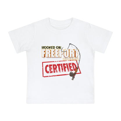 Hooked on Freeport Certified Baby T-Shirt | Fishing Rod Graphic