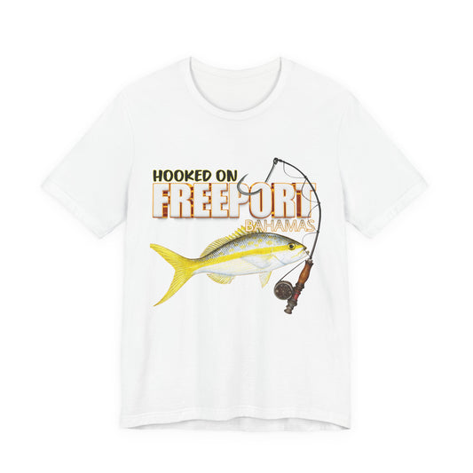 Hooked on Freeport Yellowtail Tee | Fishing Rod and Fish Graphic
