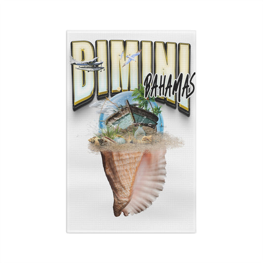 Bahamas Shell Postcard Tea Towel — Vintage Bimini Beach Souvenir