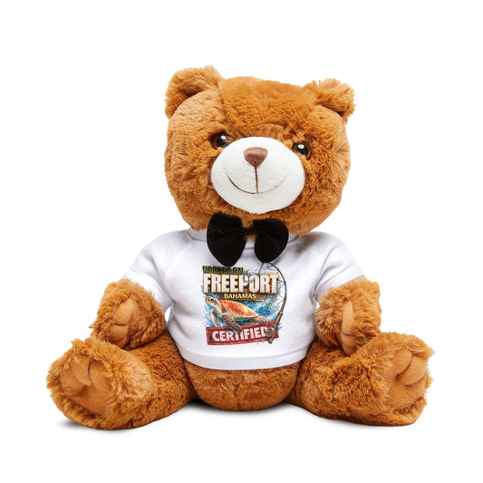 Freeport Bahamas Souvenir Teddy Bear with T-Shirt – 'Freeport Certified' Plush Gift