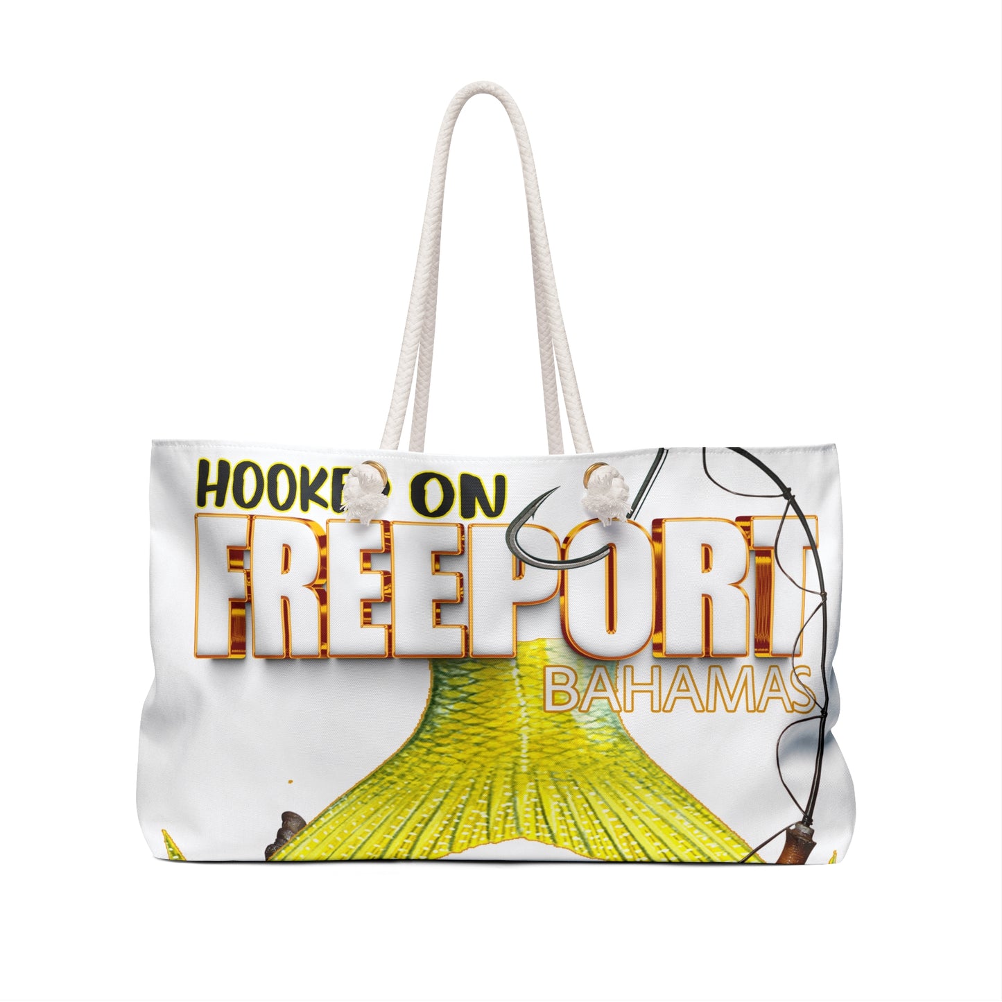 Hooked on Freeport Bahamas Weekender Bag | Fishing Tail Graphic
