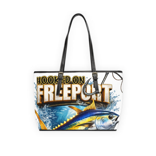 Tote Bag — "Hooked on Freeport" Tuna Fishing PU Shoulder Bag
