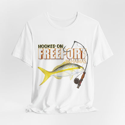 Hooked on Freeport Yellowtail Tee | Fishing Rod and Fish Graphic