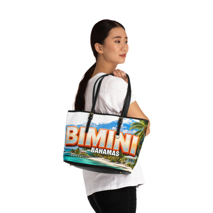 Bimini Bahamas PU Leather Shoulder Bag – Tropical Beach Tote Souvenir