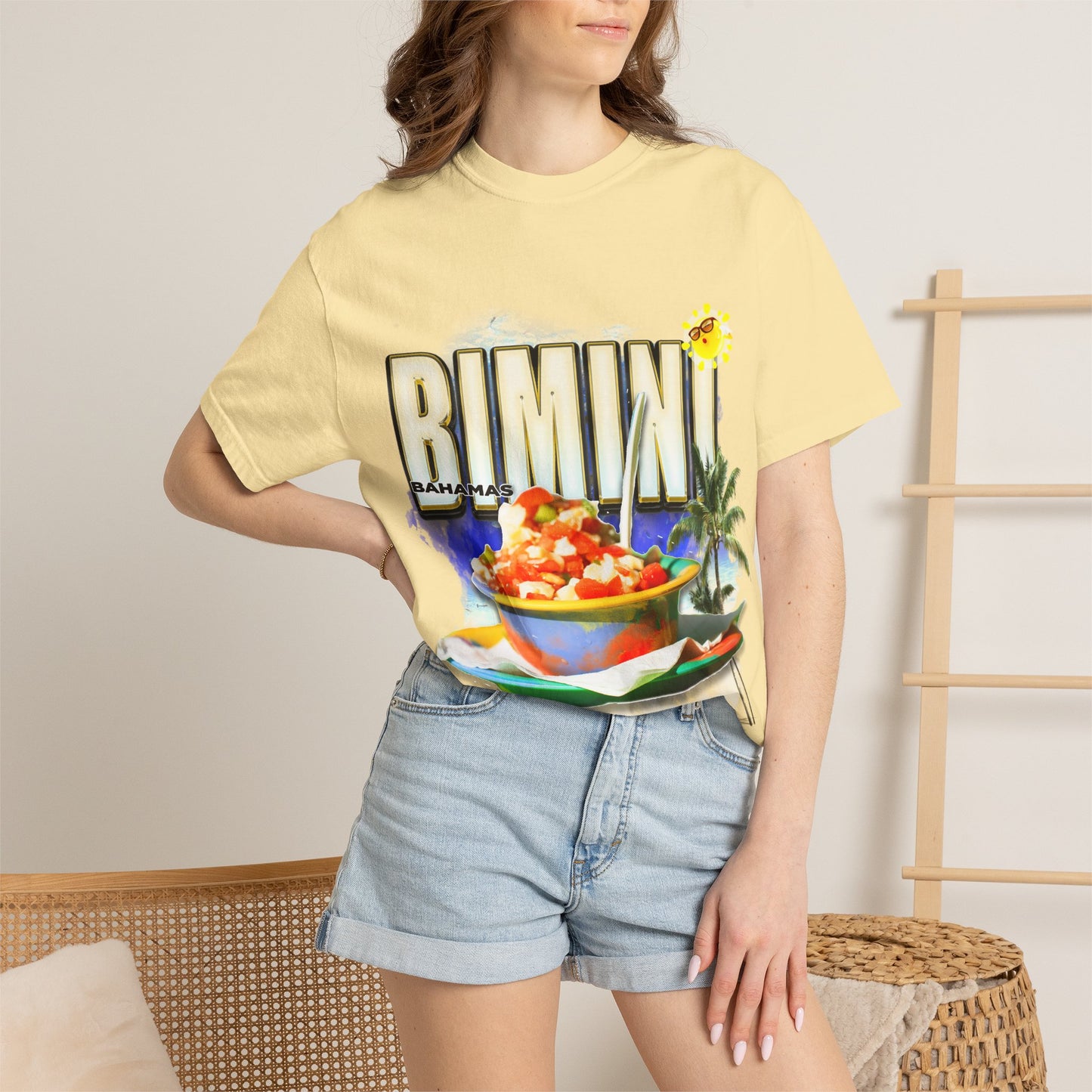Rimini Beach Bowl T-Shirt | Italian Seaside, Palm Tree, Retro Postcard