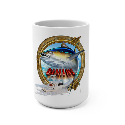 Yellowfin Tuna Porthole Illustration Mug | Fishing Boat Ocean Graphic 15oz